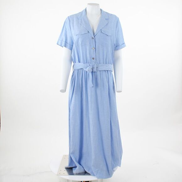 Anne Klein Women's Chambray Belted Shirtdress - Blue Lilly - Picture 2 of 5